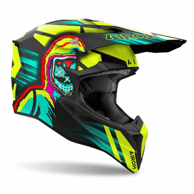 Casco Airoh Wraaap 06 Cyber Giallo Azzurro