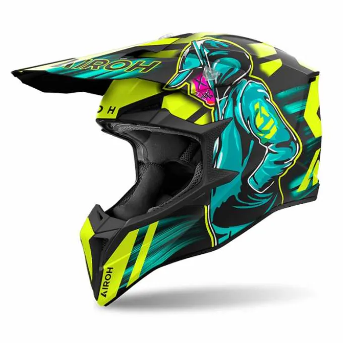 Casco Airoh Wraaap 06 Cyber Giallo Azzurro