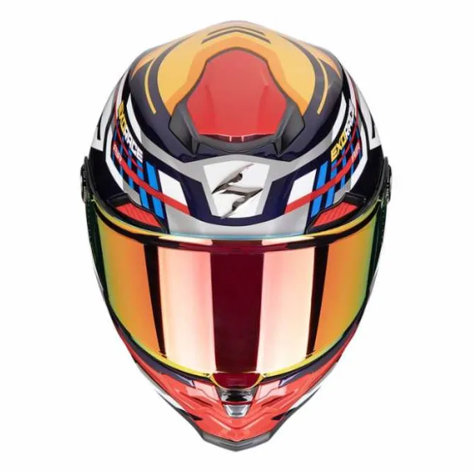Casco Scorpion Exo-Race Air Kobra Bianco Blu Rosso Giallo