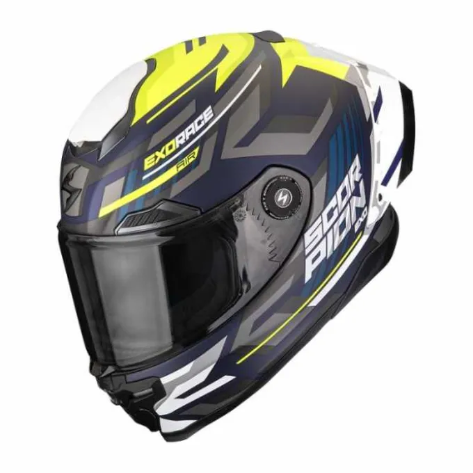 Casco Scorpion Exo-Race Air Kobra Blu Giallo Bianco Opaco