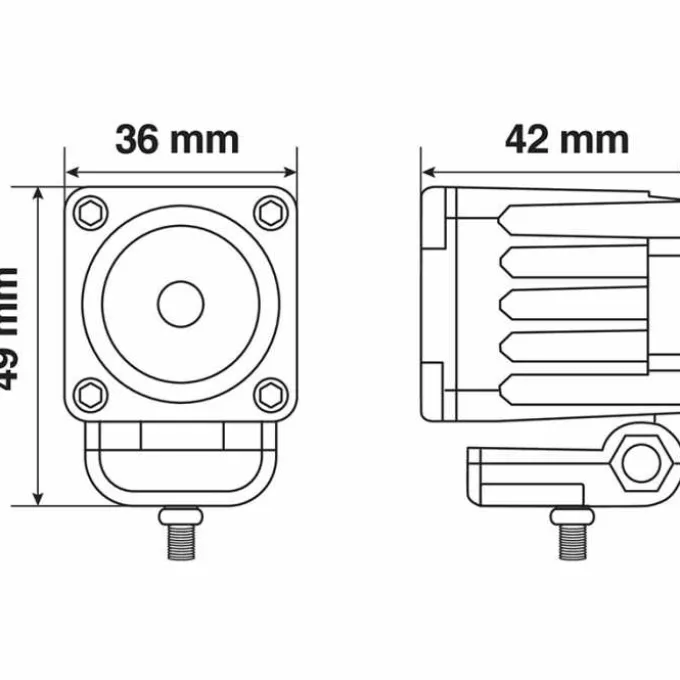 Faro ausiliario quadrato 10W 1 Led Luce Focalizzata