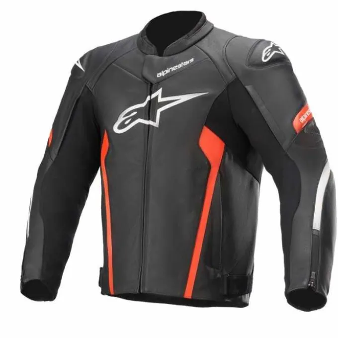 Giubbotto Faster V2 pelle Nero Rosso