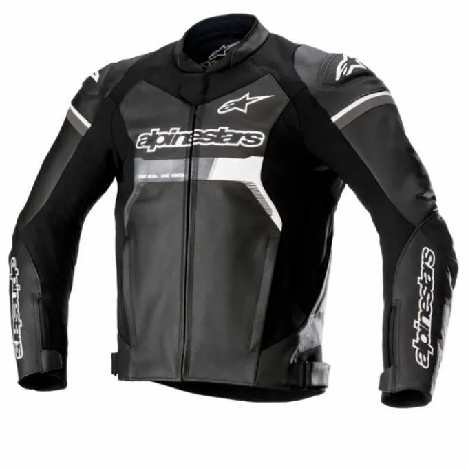 Giubbotto GP Force pelle Nero Bianco