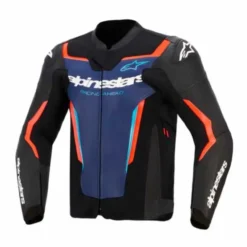 Giubbotto GP Force V2 Pelle Nero Blu Rosso Fluo