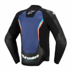 Giubbotto GP Force V2 Pelle Nero Blu Rosso Fluo