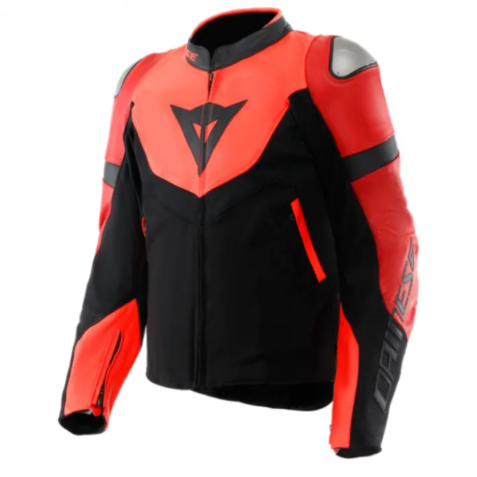 Giubbotto Iperattiva Pelle Nero Rosso