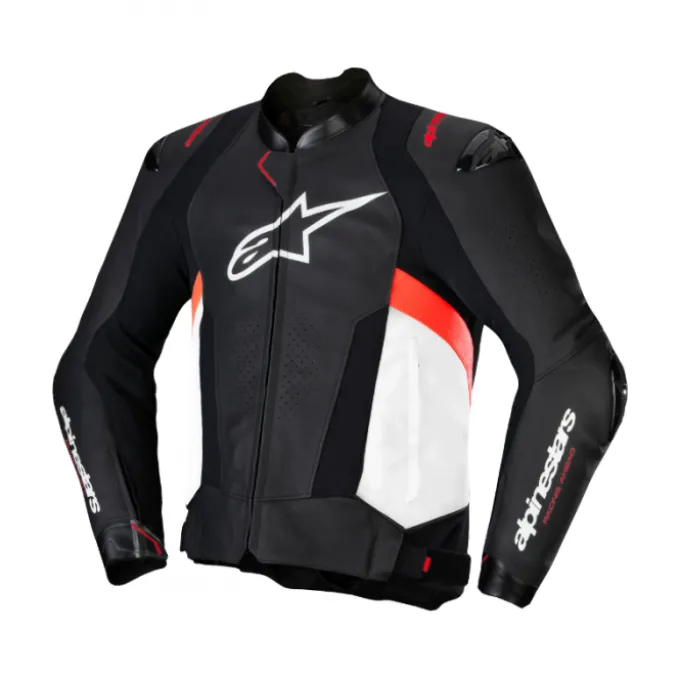 Giubbotto Missile V3 Pelle Nero Bianco Rosso