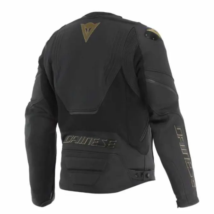 Giubbotto Racing 5 Pelle Nero Oro