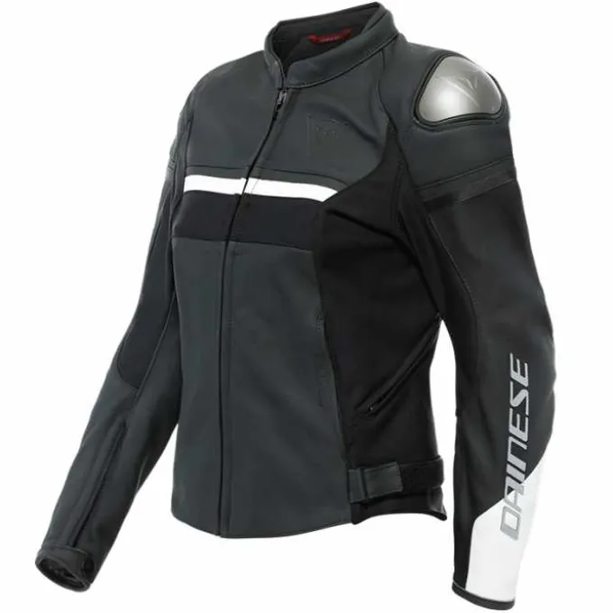 Giubbotto Rapida Lady Pelle Nero Bianco