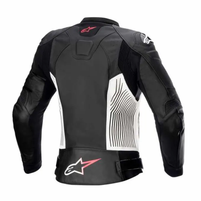 Giubbotto Stella GP Plus V4 pelle Nero Bianco Rosa