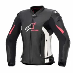 Giubbotto Stella GP Plus V4 pelle Nero Bianco Rosa