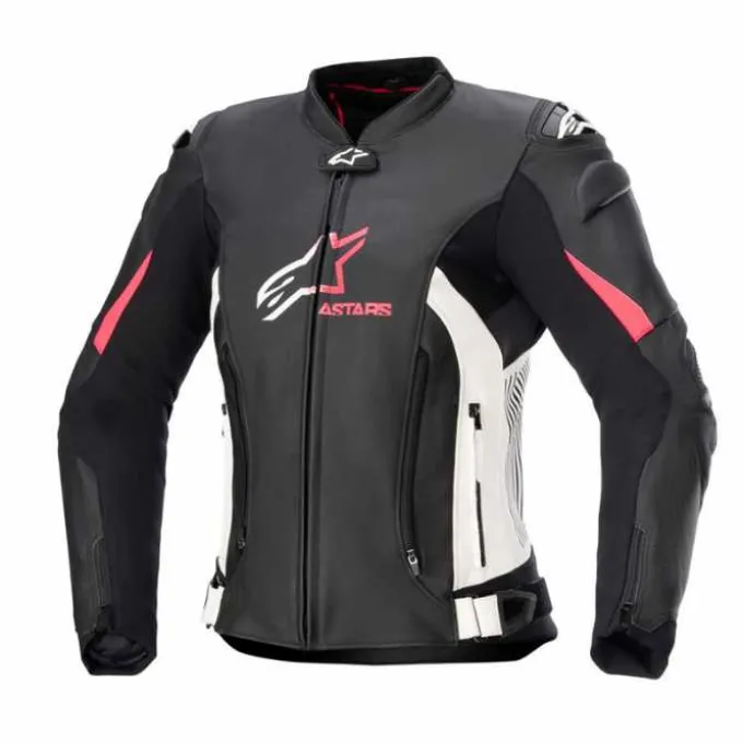 Giubbotto Stella GP Plus V4 pelle Nero Bianco Rosa