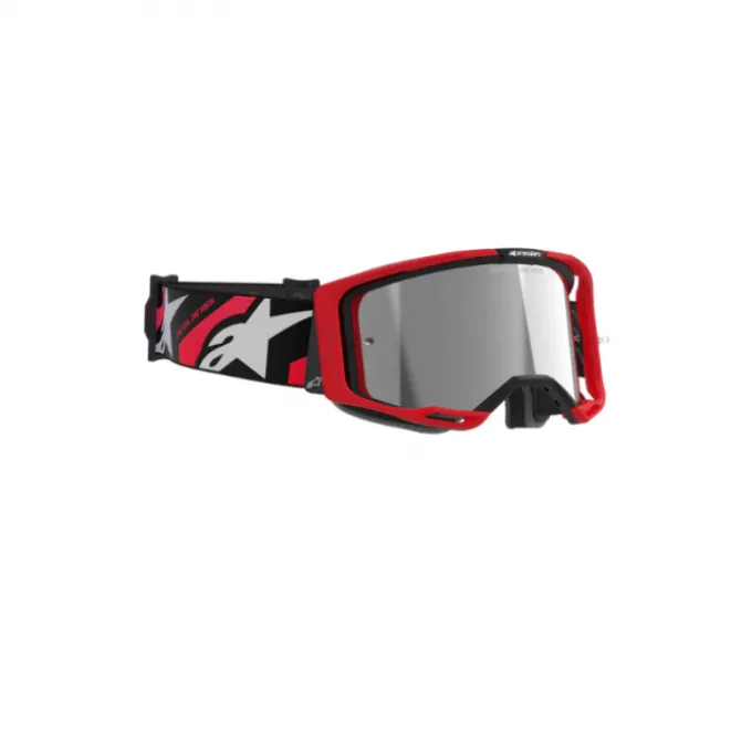 Maschera Alpinestars Vision 8 Luar Rosso Nero Lente Argento