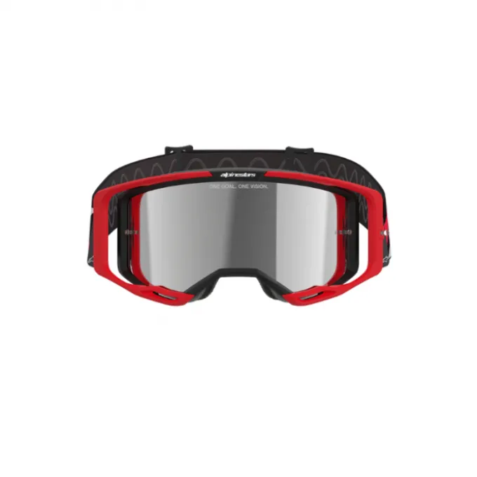 Maschera Alpinestars Vision 8 Luar Rosso Nero Lente Argento