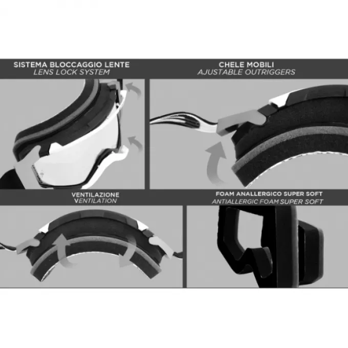 Maschera Medium 05Primis Nero Arancio Lente Rossa