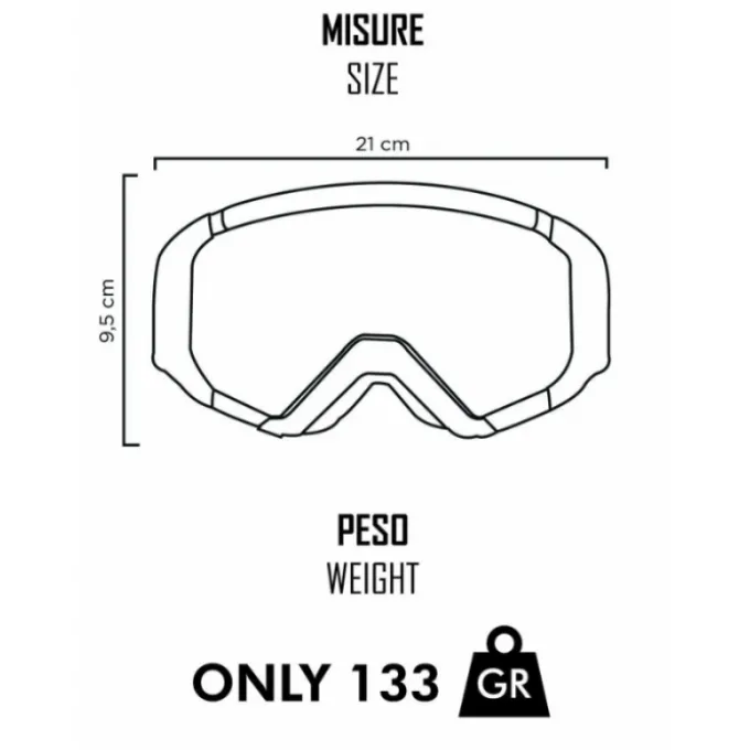 Maschera Medium 05Primis Nero Giallo Lente Rossa