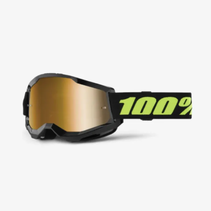 Maschera Strata 2 Nero Solar Eclipse Lente Specchio Oro