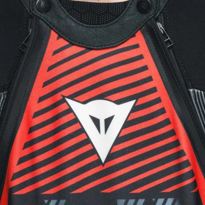Tuta Audax D-zip Prof Estiva Nero Rosso Fluo Grigio
