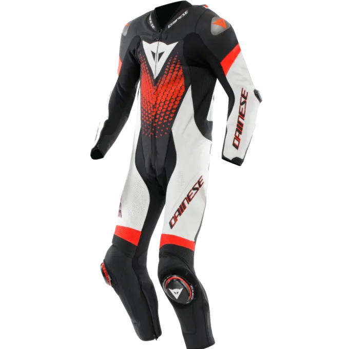Tuta Dainese Laguna Seca 6 Perf. Nero Bianco Rosso Fluo