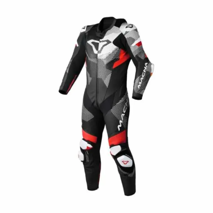 Tuta intera in Pelle Macna Ignite bianco rosso nero